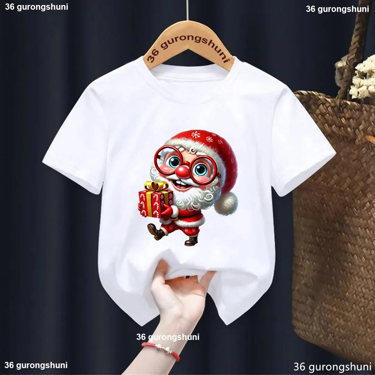 

New Boys T-Shirt Cute Santa Claus Graphic Prints Kids Tshirt Funny Christmas Parties Clothes 2025 New Year'S Clothes