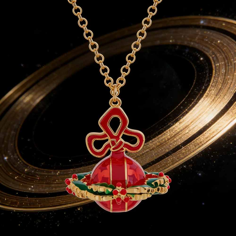 

2025 New S925 Solid Silver 3D Christmas Gift Wreath Necklace Christmas Gift