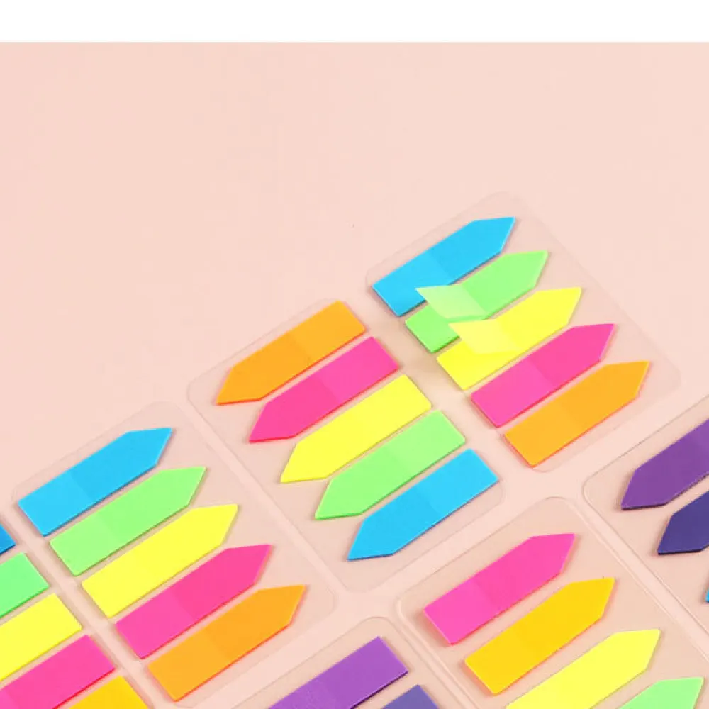 Fluorescent PET Transparent Sticky Notes Waterproof Index Flags Arrow Shape Removable Page Markers Office School Supplies