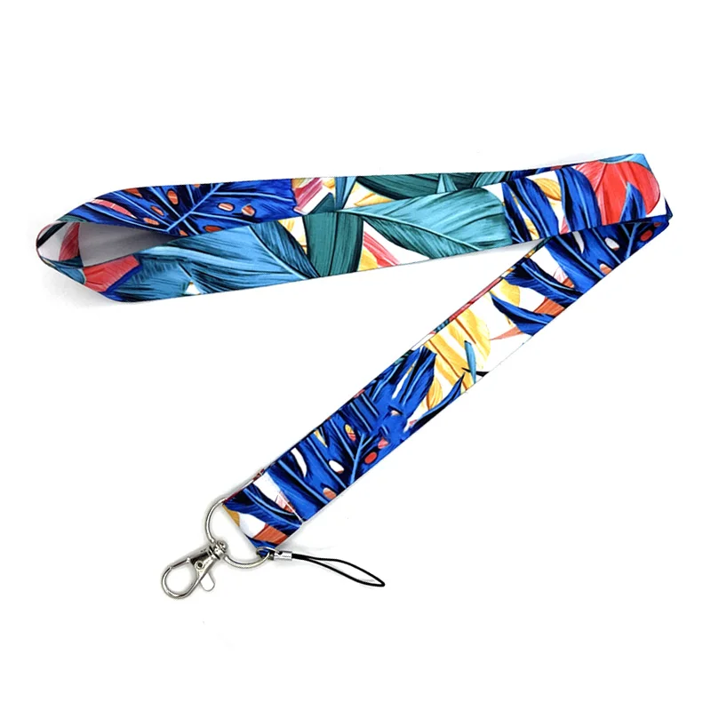 Colorful Leaves Plants Neck Keychain Necklace Webbings Ribbons Anime Cartoon Neck Strap Lanyard ID badge Holder Keychain Lanyard