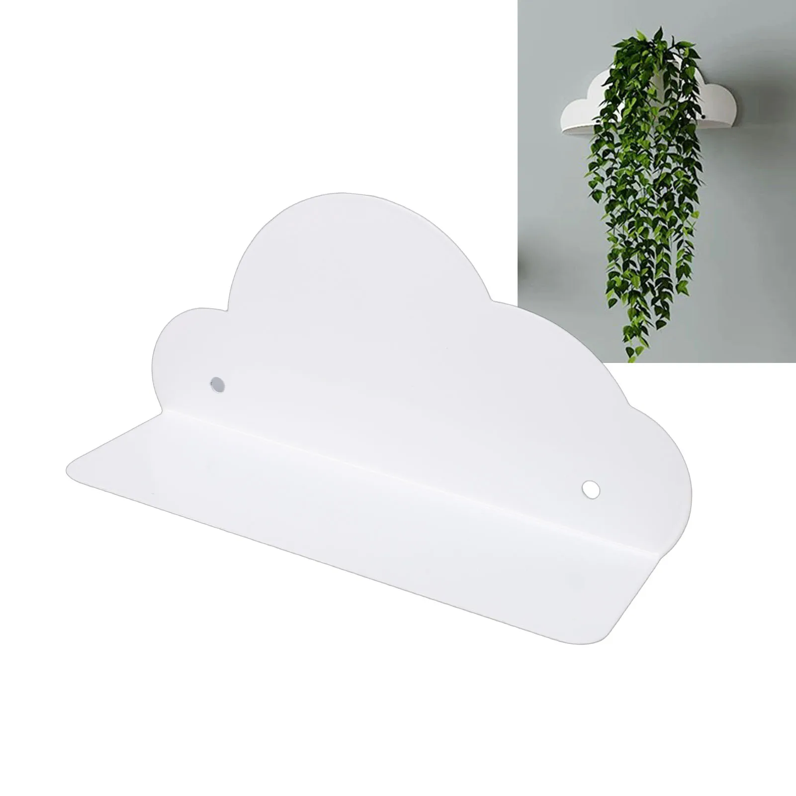 Floating Cloud Shelf Sturdy Iron Cute Wall Mounted Small Wall Display Shelf for Living Room Bedroom Corner White