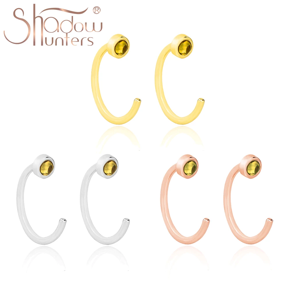 

SHADOWHUNTERS 925 Sterling Silver Tiny Stud Earrings With Zirconia Simple Design Trendy Women Cuff Clip Earring Without Piercing