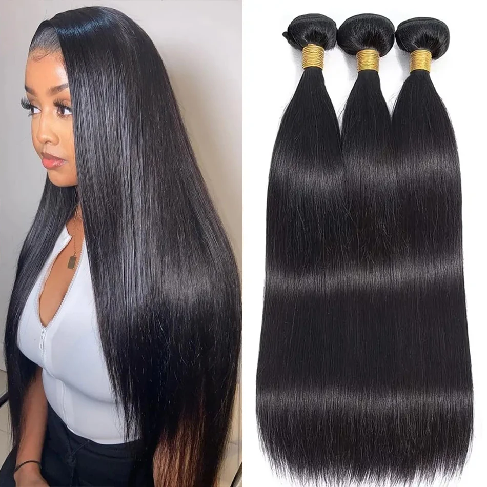 Bone Straight Human Hair Bundles Women Natural Black Wholesale 28 30 Inch Bundle 1/3/4 Bundles Raw Virgin Remy Hair Extensions