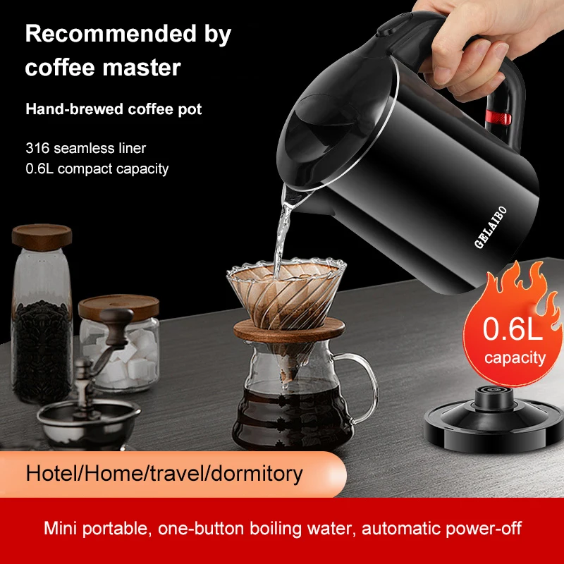 GELAIBO electric kettle kettle household dormitory 316 stainless steel compact capacity mini convenient