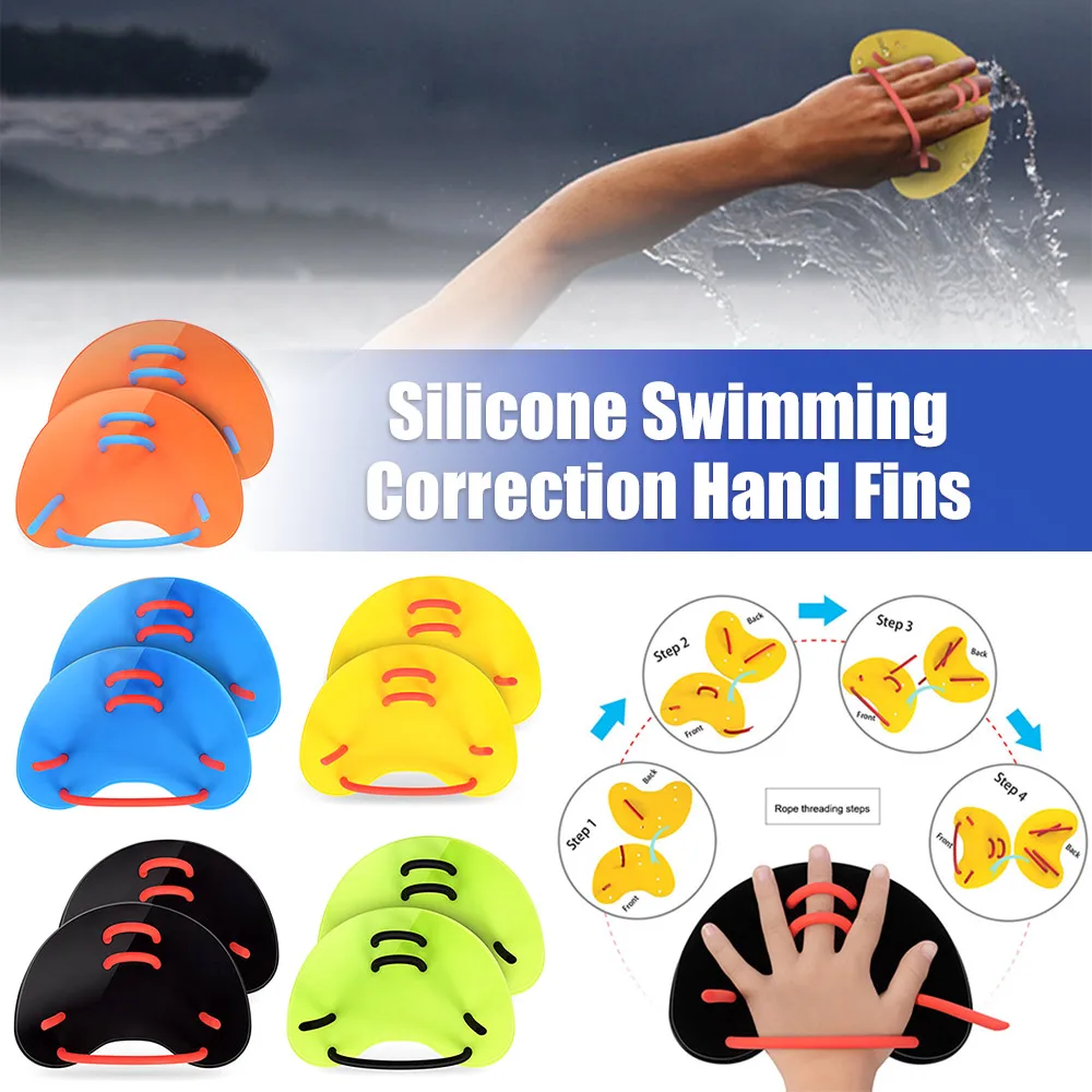 

Silicone Swimming Webbed Gloves Safe Swimming Finger Flippers Swimming Correction Hand Fins Auxiliary Teaching Accessories