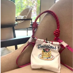 Summer small Women Casual Sweet Embroidered Nylon Tote Bag Japanese Donut Eco-Friendly Cloth Bags Ladies Shoulder Handbag