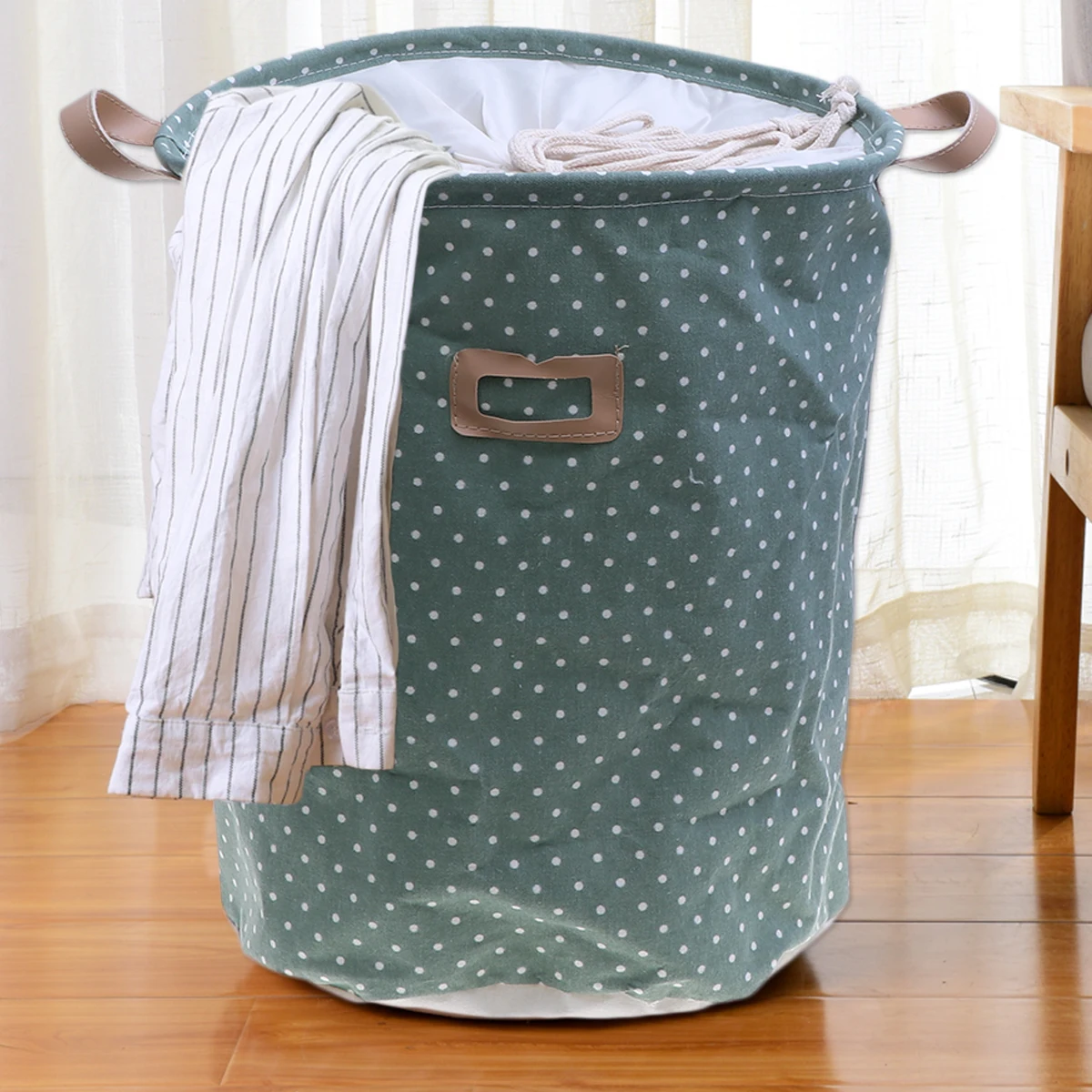 

Premium Cotton Linen Laundry Basket Foldable Storage Hamper Bathroom Organizer Large Capacity Dustproof Drawstring Closure