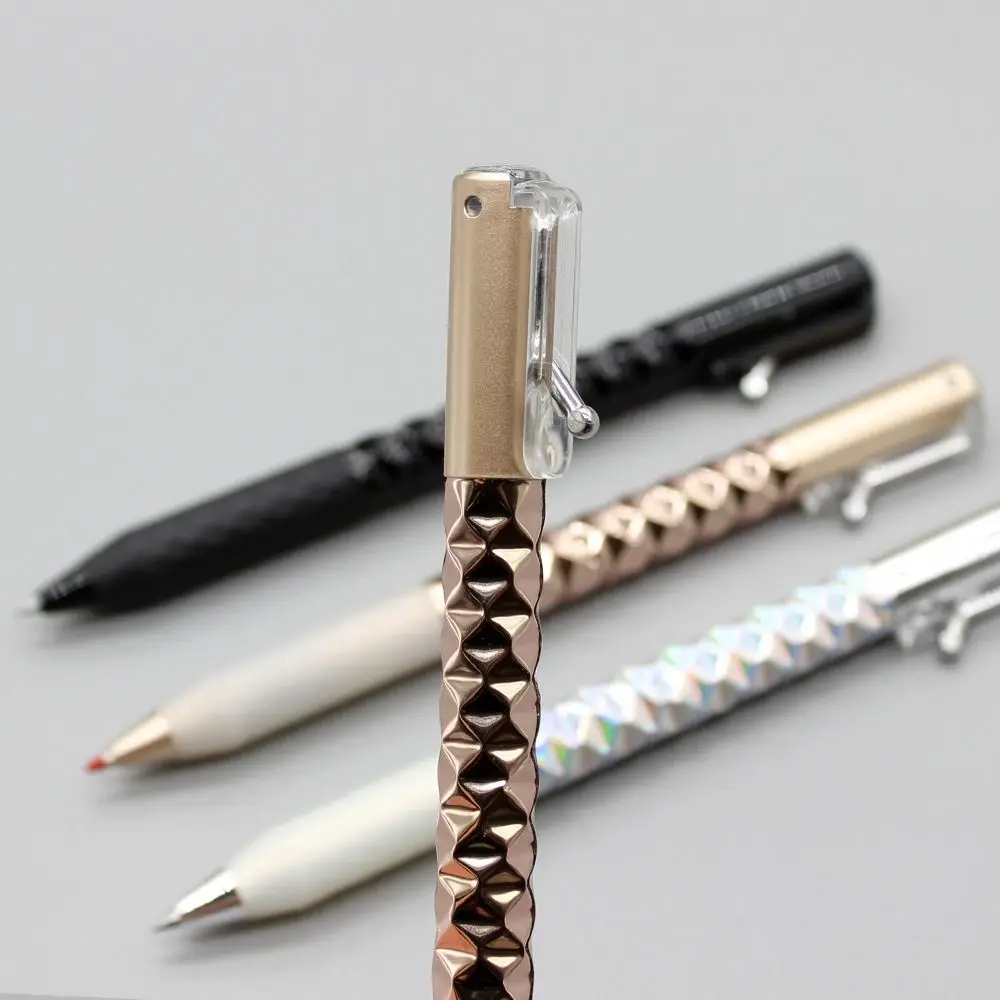 Interesting Rhombus Geometry Deformable Pen 0.5mm Tip Press Type Gel Pen Black Ink Quick Dry Writing Pen School Office