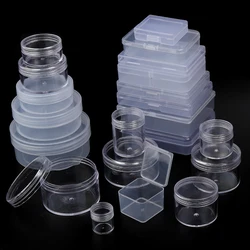 1pcs Transparent Plastic Storage Box Square Round Jewelry Organizer Cases For Craft Beads Bracelet Earrings Display Containers
