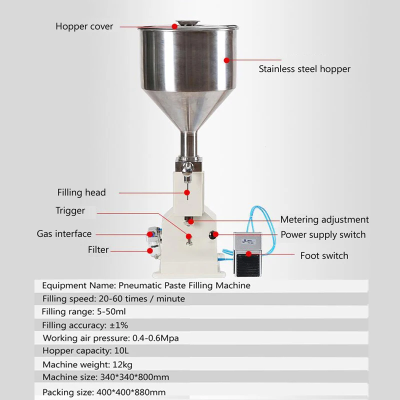 

10-300ml Pneumatic Volumetric Soft drink Liquid Filling Machine Pneumatic Liquid Filler Liquid Honey Soap Bottle