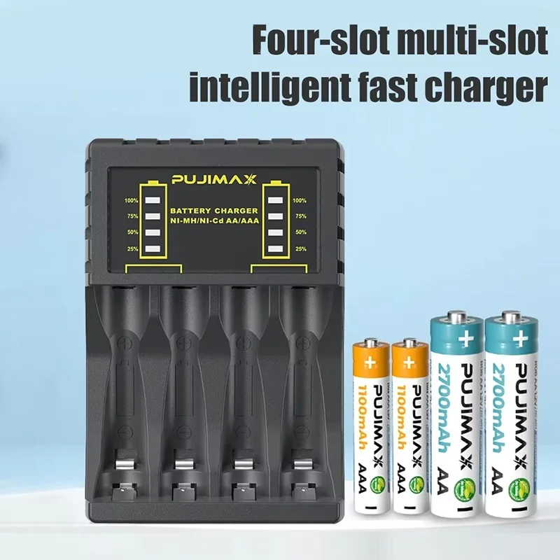 Battery Charger For Rechargeable Ni-MH Ni-Cd Cell Household Battery Charging Accessories LED Display Charging Dock For Office