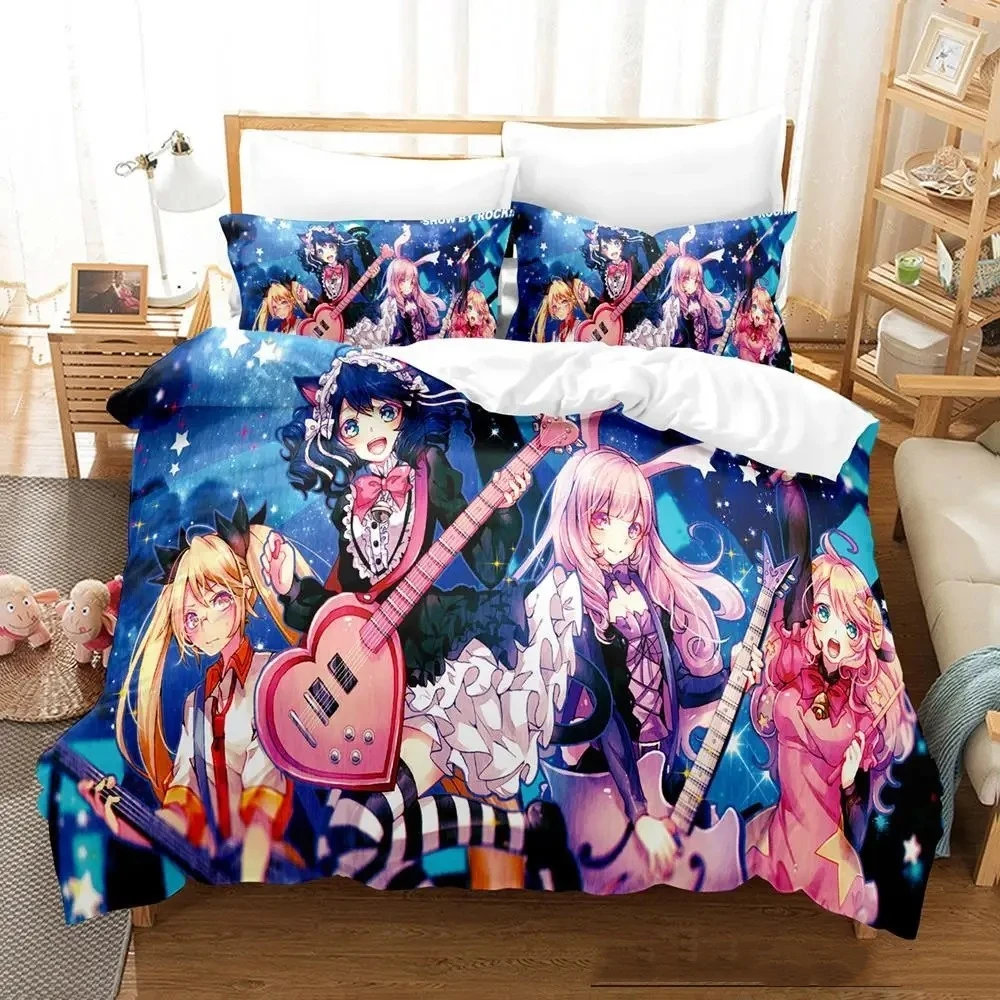 

2023 Show By Rock! Bedding Set Cartoon Anime three-piece set Adult Kid Bedroom Duvetcover Sets 3D Kawaii Cute Girls