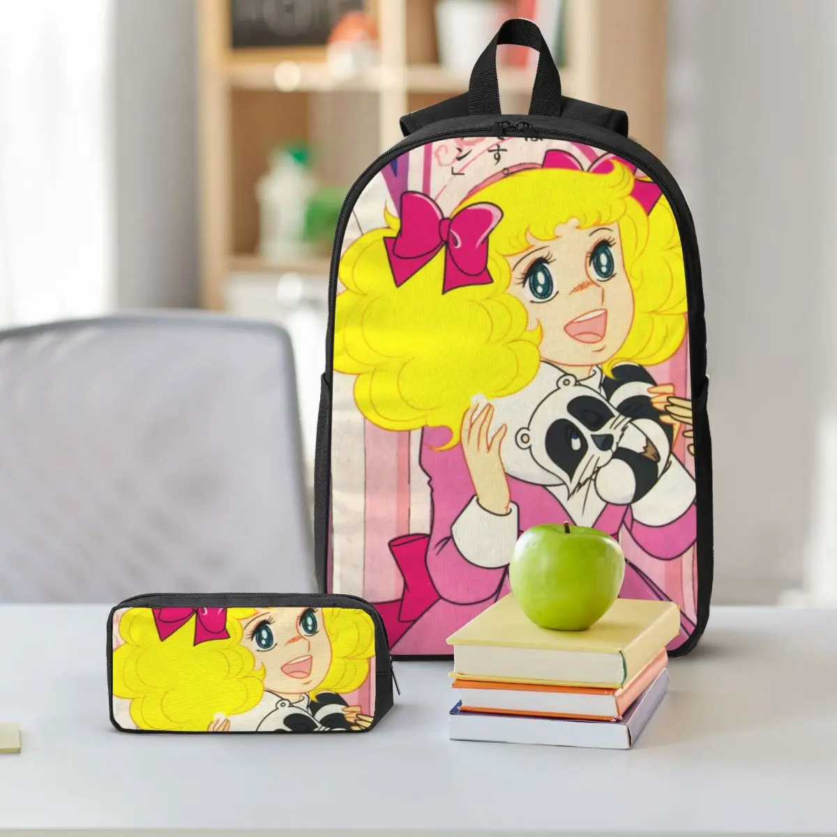 Candy Candy Anime Backpack Boys Girls BookBag School Bag Shoulder Bags 3ps Insulated Lunch Bag Pencil Case