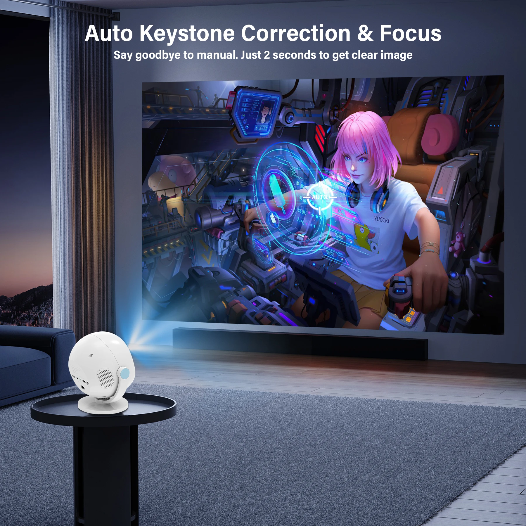 Salange P360 Mini Portable Home Projector 4K Cinema Android11 WiFi 6 BT5.2 Auto Correction 360° Rotatable Outdoor Smart Beamer