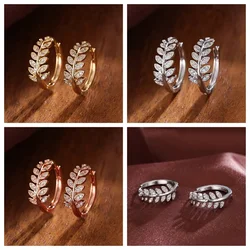 New Fancy Leaf Hoop Earrings for Girls Fashion Contracted Circle Gift Daily Wear Exquisite Women Accessories Jewelry