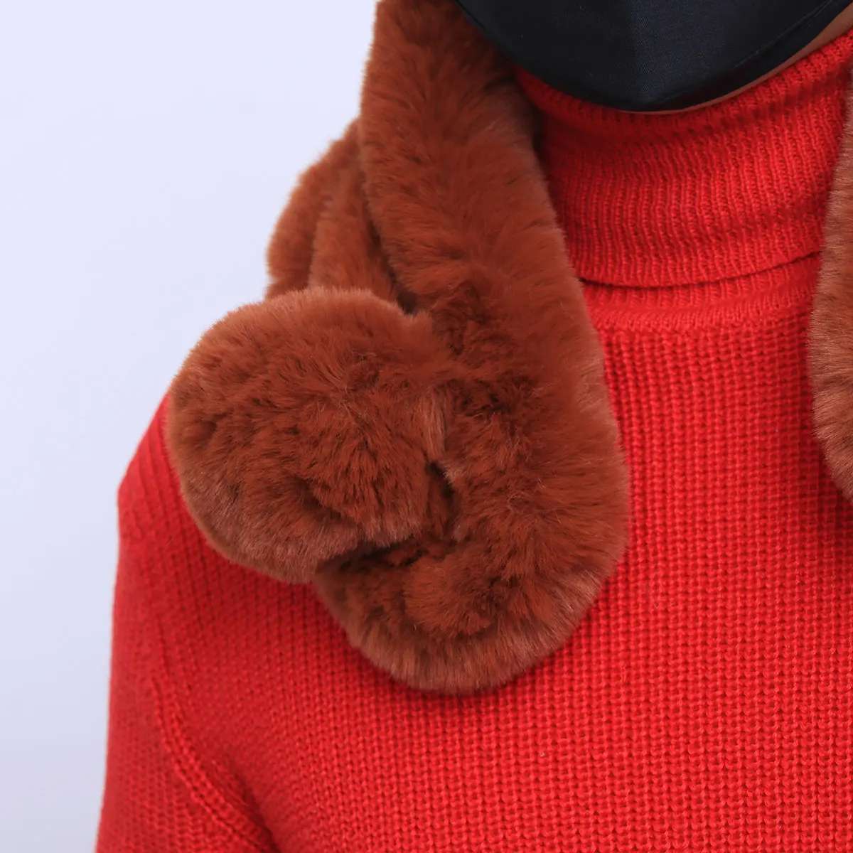 

Faux Scarf for Women Girls Winter Neck Scarves Imitation Rabbit Warm Lightweight Travel Party Shawl Wrap