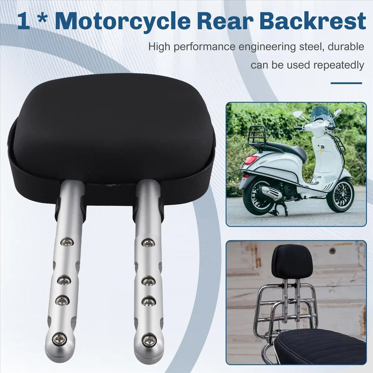 A23Z Motorcycle Rear Backrest Support Bracket Luggage Rack Modified for Sprint 150 Accessories Silver & Black