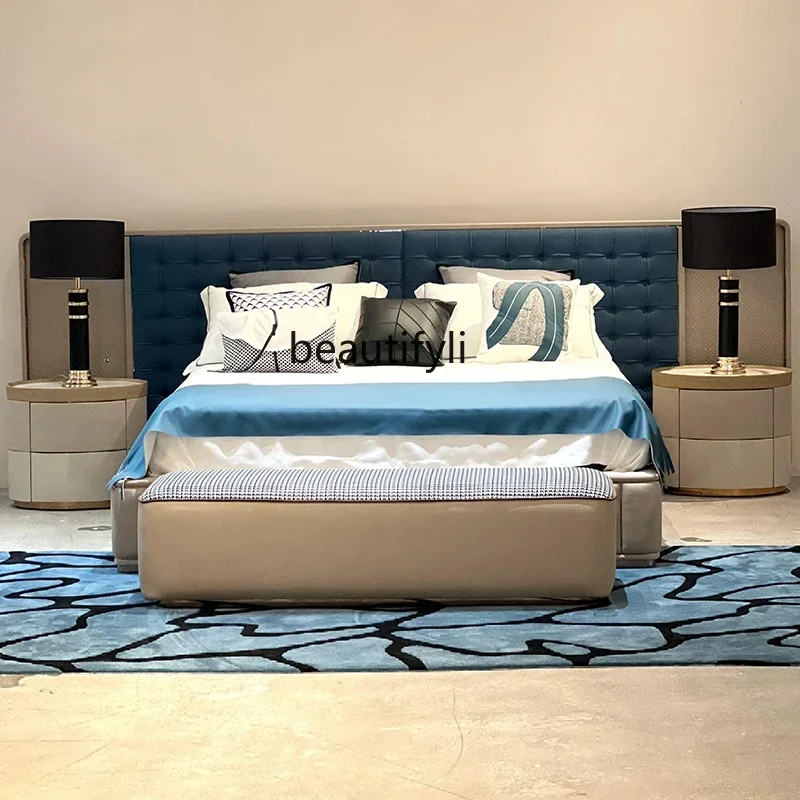 

Asmt56Italian light luxury oval bedside table master bedroom side cabinet designer widescreen bed solid wood wedding bed