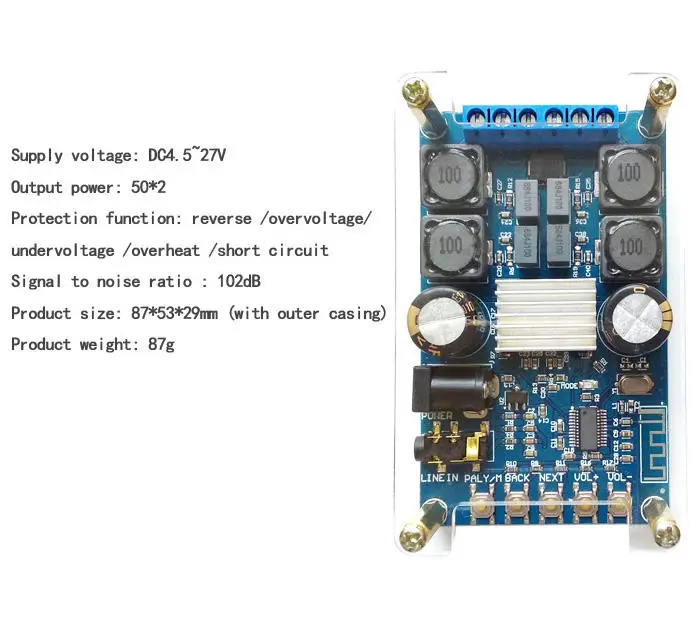 ZK-502B с корпусом без POP Sound DIY Плата цифрового усилителя Плата модуля Двухканальный 50 Вт * 2 Плата аудиоусилителя
