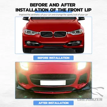 5件式通用汽車前保險桿唇邊擾流板分離器擴散器車身套件黑色碳纖維印花外觀配件 6 最佳銷售 阿爾法羅密歐 147 唇 - №6