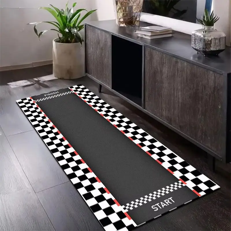 VIKAMA Racing Track Floor Rug Soft Easy Clean Anti Slip Living Room Kitchen Bedroom Entry Mat Indoor Home Decor