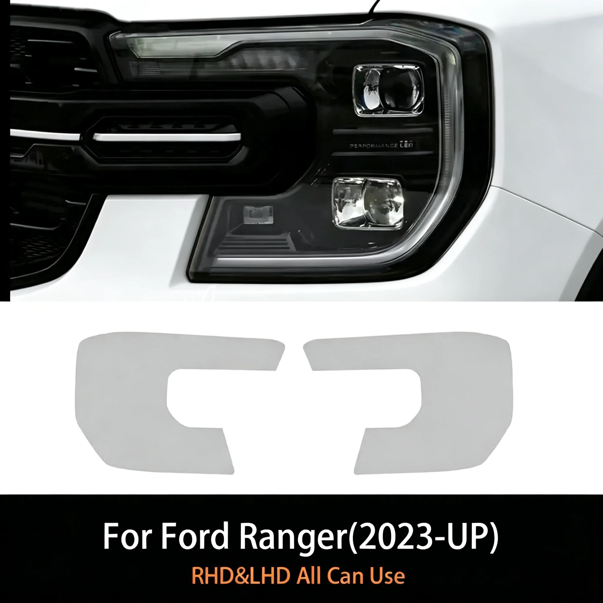Für Ford Ranger 2023-2024 T9 Wildtrak Raptor Auto Rauchschwarz Scheinwerferschutzfolie Transparente TPU-Aufkleber Zubehör 2 Stück – Detail 2