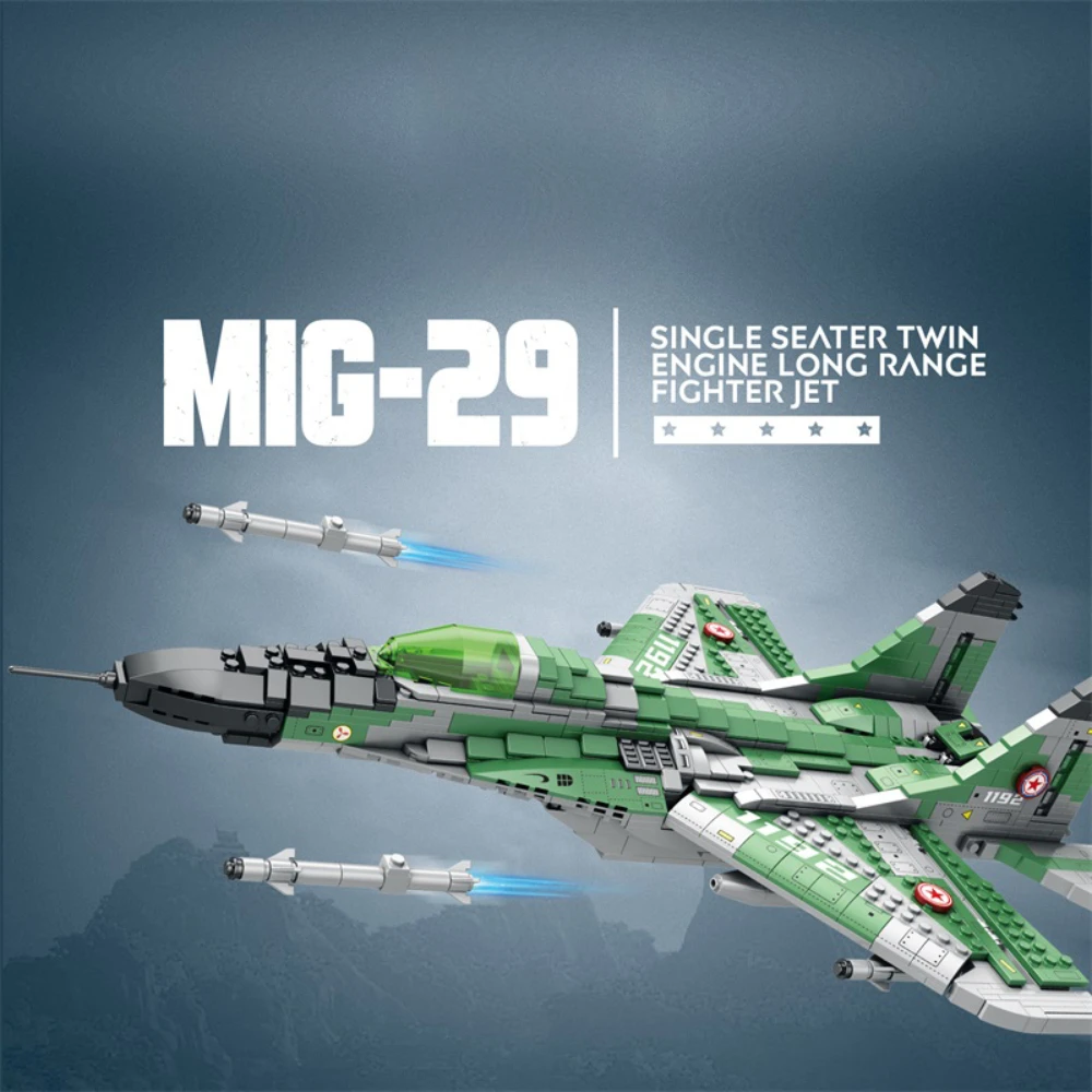 MIG-29 Fighter Jet Building Block Set, Military Aircraft Building Kit for Adults, Kids 14+, 1837 Pcs, Educational Toy Great Gift