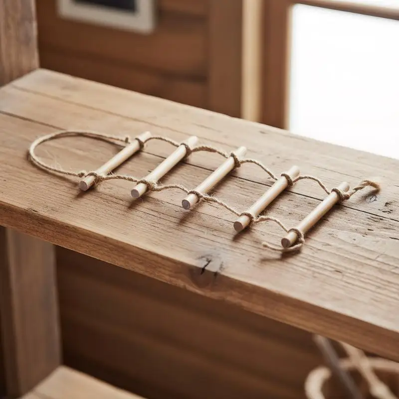 1Pcs Dollhouse Mini Wooden Hemp Rope Hanging Ladder Pet Gardening Miniature Scene Model Toys Doll House Decoration Accessories