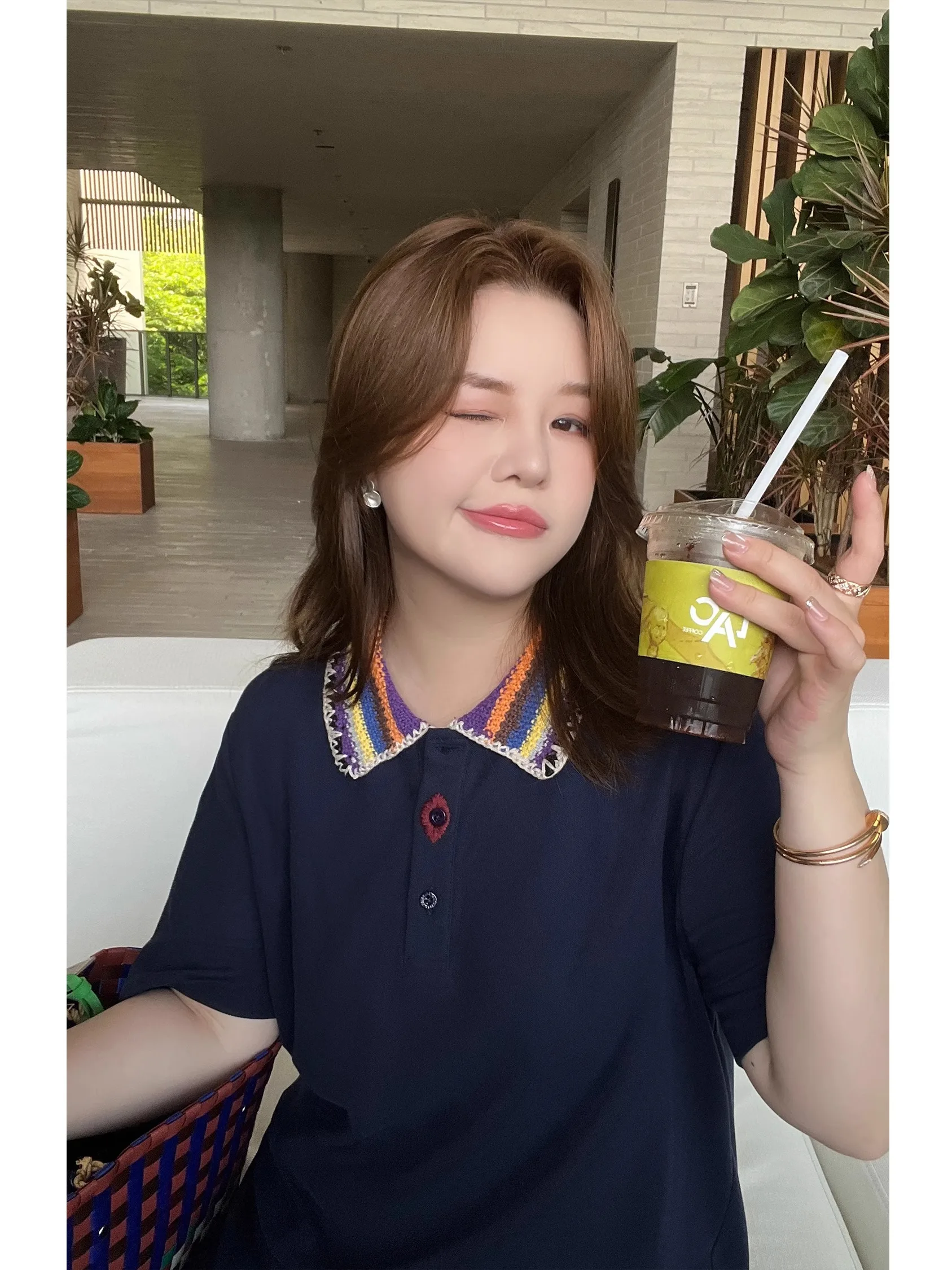 

JoJo Casual Summer Dress Large Size Women Slimming Simple Versatile Turn-down Collar All-match Cotton Short Sleeve Dress