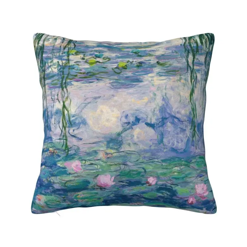 

Water Lilies Claude Monet Fine Art Pillow Case 45x45cm Home Decor Modern French Painter Art Cushions for Sofa Square Pillowcase