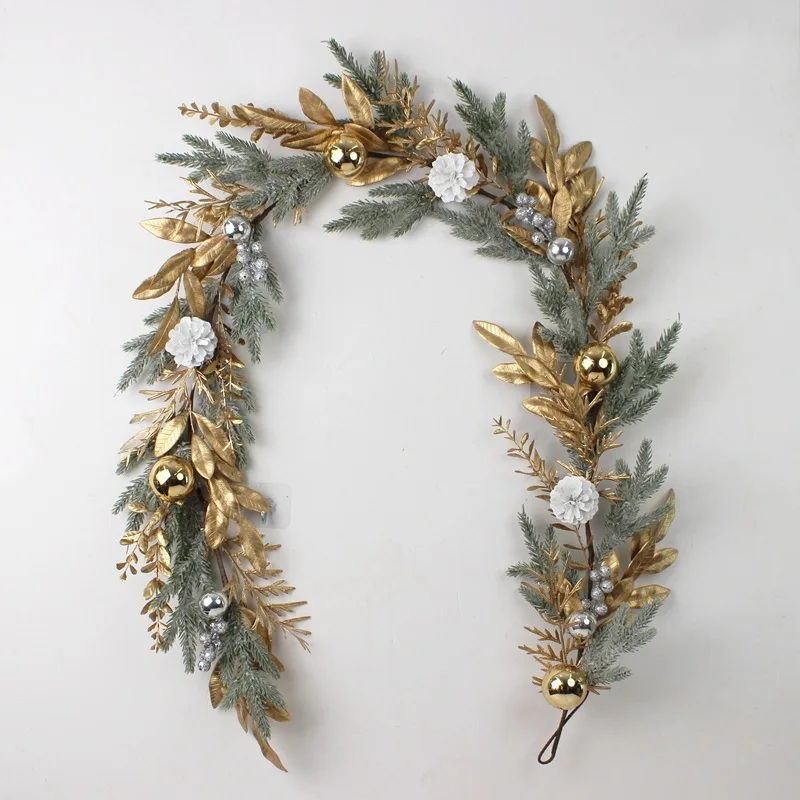 Artificial Christmas Wreath Rattan Set Golden Wreath For Front Door Hanging Wall Indoors Outdoors Christmas Decoration 2025