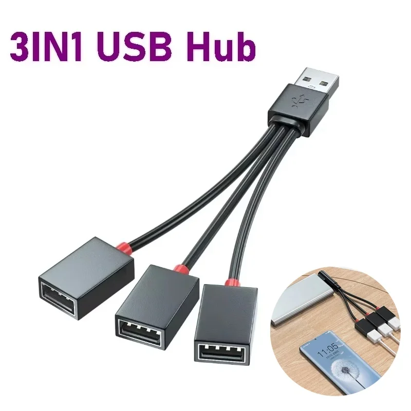 USB Splitter Cable Hub 1 in 2 Out USB HUB Car Multifunction Adapter Charging Cable USB Adapter For Computer Laptops Macbook Pro
