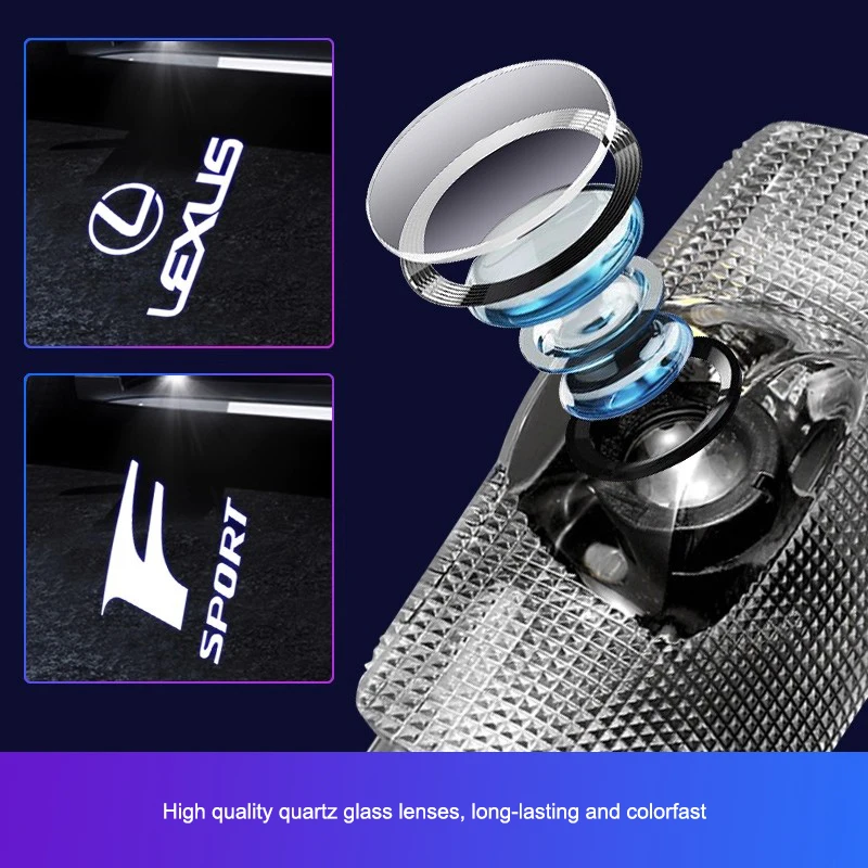 2Pcs Car HD Welcome Lights Car Door Emblem Projector Lamps For