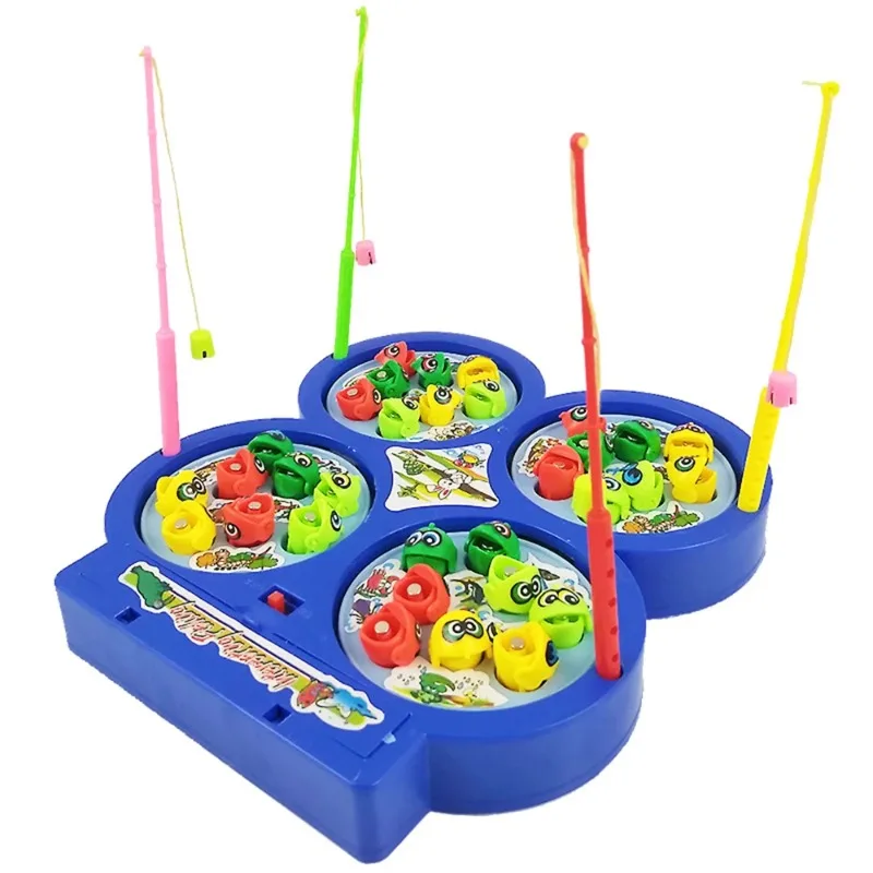 Jouet de pêche pour enfants jeu de pêche rotatif électrique 4 ensemble d'assiettes de poisson jouets de sport de plein air magnétiques pour enfants cadeaux Jogo Pesca