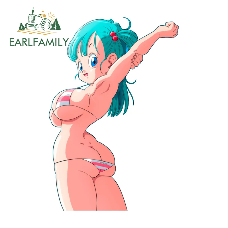 EARLFAMILY 13cm x 8.8cm Hentai Bulma Swimwear Car Stickers Fashion Anime Sunscreen Decal Waterproof Suitable Motorcycle Decor