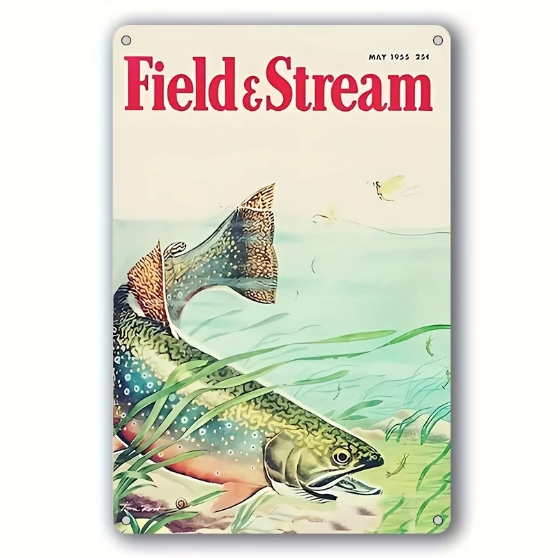 Vintage Metal Sign from Field & Stream, This Waterproof Wall Art Is Perfect for Decorating Homes, Restaurants, Garages, Bars