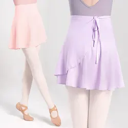 Faldas de Ballet para mujer, falda envolvente de baile con lazo elástico para adultos, falda de gasa para mujer, vestido de tutú de Ballet