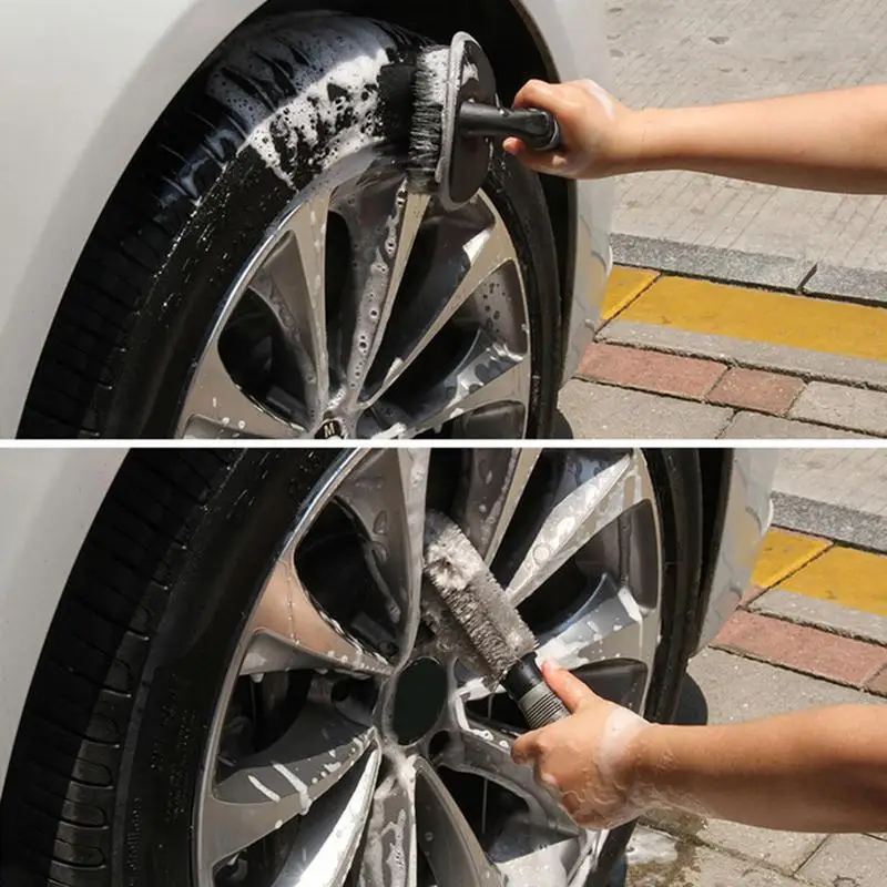 Auto Wheel Cleaning Brush Car Detailing Cleaning Scrubbers With Ergonomic Handles Car Wheel Wash Tool Cleaning Rim Brushes For