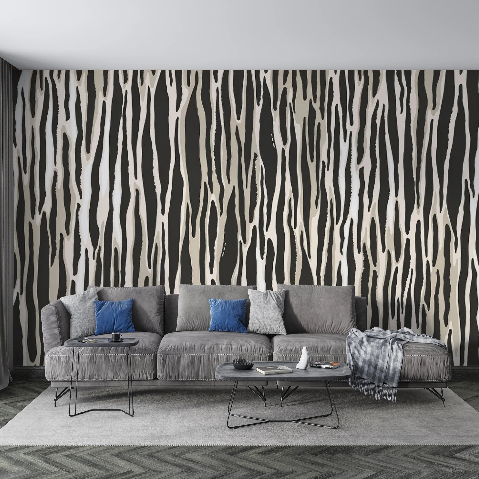 Custom Zebra Print Mural Modern Abstract Stripe Wallpaper Animal Skin Pattern Wall Mural for Living Room Home Decor