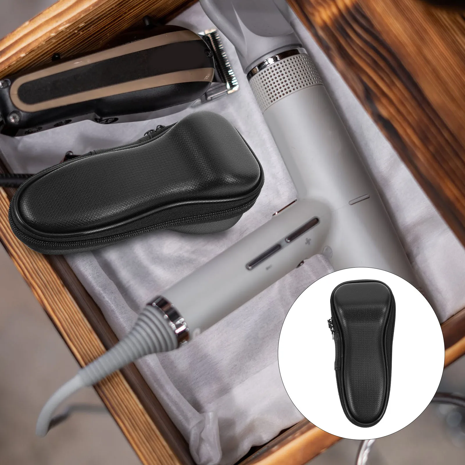 1 قطعة حالة السفر الحلاقة المحمولة ماكينة حلاقة حقيبة التخزين سحاب عازل للماء للصدمات خفيفة الوزن الأسود ماكينة حلاقة حقيبة تخزين الحلاقة #4