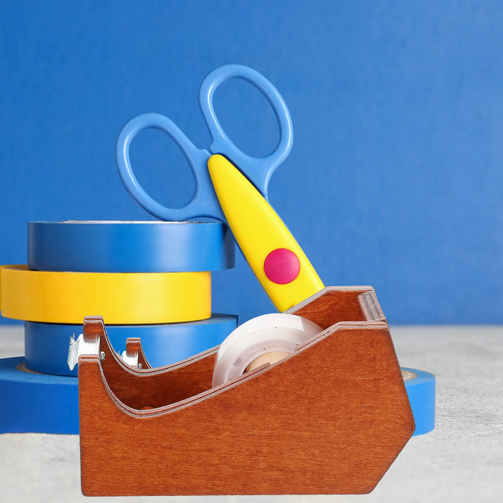 

Shape Wooden Tape Dispenser Desktop Holder Cutter For Office Tape Dispenser Refill Craft Room Supplies Organizer