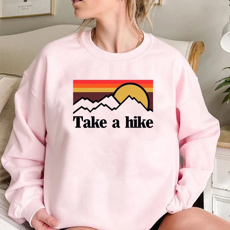 Take A Hike Harajuku Women Sweatshirts Causal Loose Cotton Graphic Hoodies Female Mountains Are Calling Retro Clothes Female Top