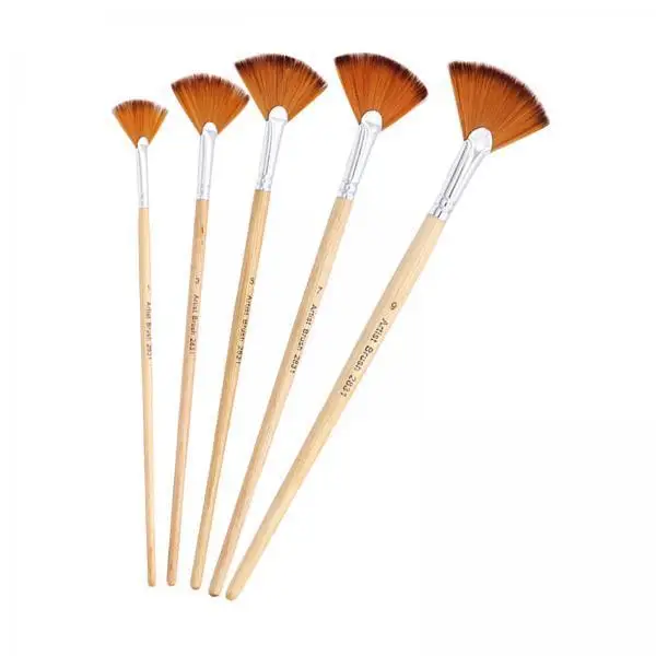Soft Nylon Hair Painting Brush Set Fan Shape Wooden Handle Professional Art Brushes for Adults Kids Acrylic Oil Watercolor