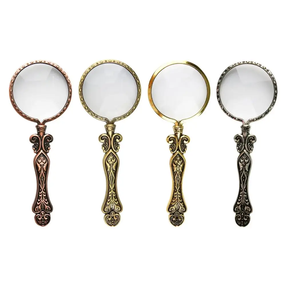 5X Magnification Magnifying Glass Vintage Portable Handheld Magnifier Nonslip Handle Optical Lens Magnification Loupe