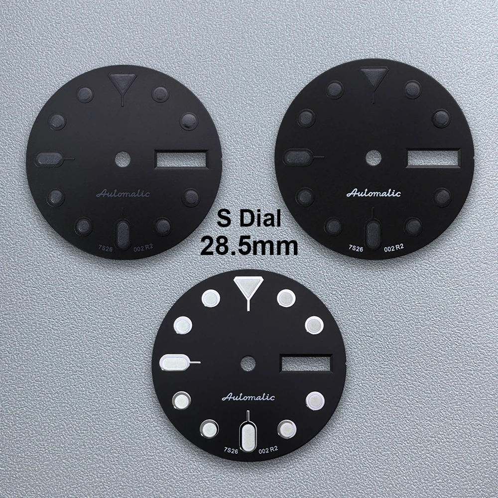 28.5mm s5 logotipo skx007 dial fit nh36/4r36 movimento japonês verde luminoso relógio de alta qualidade acessórios modificados