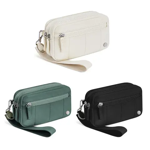 Kleine Nylon-Umhängetaschen für Damen, RFID-Armband-Geldbörse, integrierte Geldbörse, 4-Reißverschluss-Umhängetasche, wasserdichte Geldbörse, Handy-Organizer