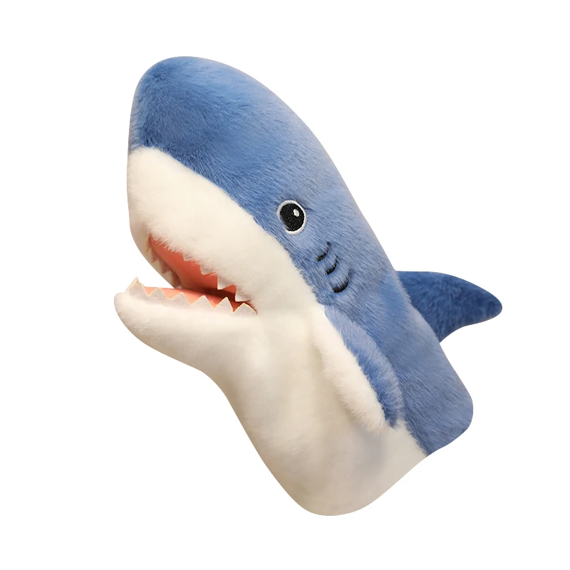 Animales bonitos, muñeco de peluche suave, tiburón/Raccon/león/dinosaurio/Panda/zorro/pato/cerdo/capibara/perro, marioneta de mano, juguetes educativos para bebés