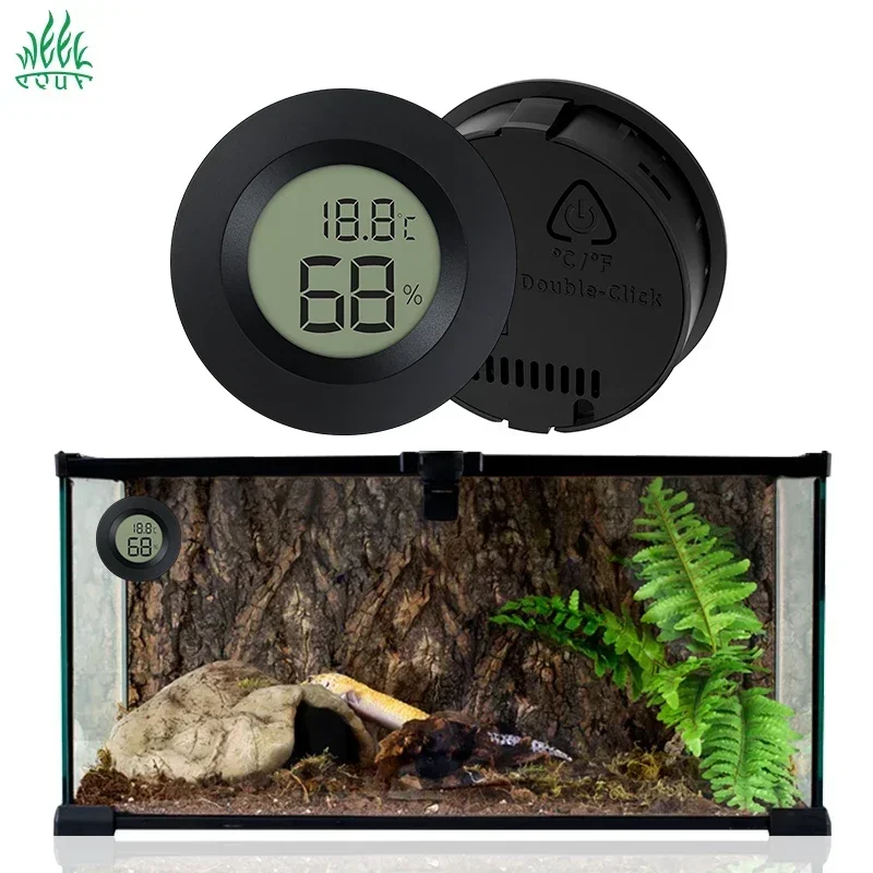 

Week Aqua Round Mini Embedded Electronic Thermohygrometer Pet Hygrometer Indoor Thermometer Acrylic Box Climbing Box Decoration