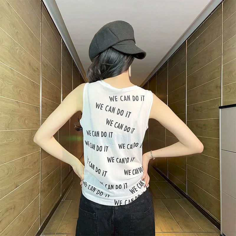 Weste Frauen Tops Sommer neue Baumwolle gedruckt koreanische Mode Vintage lässig ärmel los abnehmen lose Tanks Frauen Kleidung Oberbekleidung