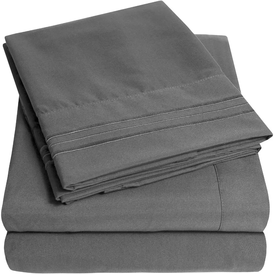 

1500 Supreme Collection King Sheet Sets Gray Luxury Hotel Bed Sheets and Pillowcase Set for Mattress with Extra Soft Elastic Co